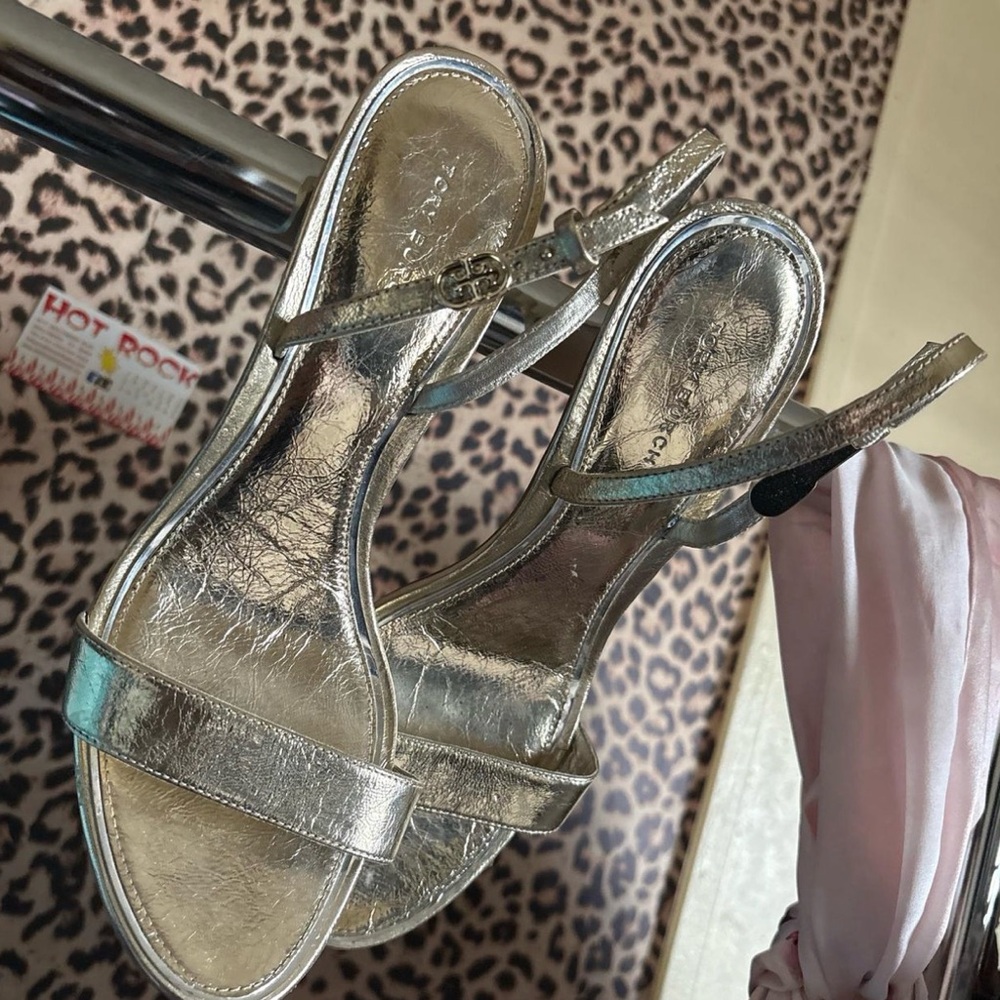 Tory Burch Metallic Silver Sandals